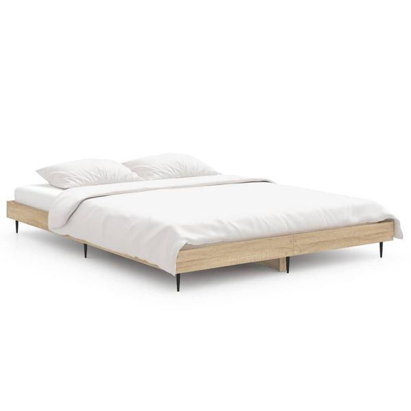 Vidaxl Struttura Letto Rovere Sonoma 135X190 Cm Materiale A Base Di Legno-image