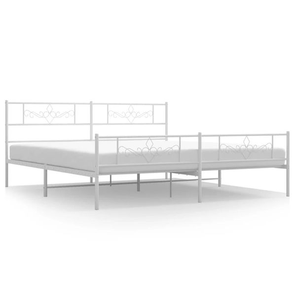 Vidaxl Struttura Letto Con Testiera E Pediera In Metallo Bianco 200X200 Cm-image