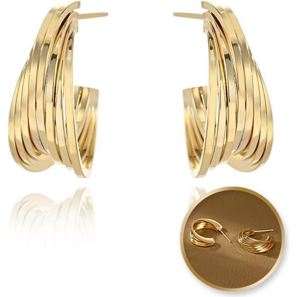 Flamenco Mystique Acciaio Chirurgico - Orecchini Placcati Oro 14K Con Puzzle In Argento S925 KST3404-image