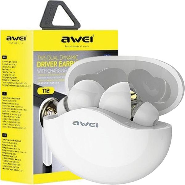 Cuffie Sportive Bluetooth Awei T12Tws Bianco/Bianco-image