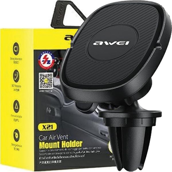 Awei Supporto Magnetico Per Auto X21To Griglia Di Ventilazione Nero/Nero-image