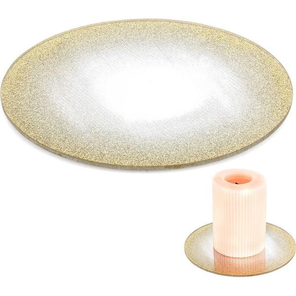 Supporto Per Composizioni Decorative Di Candele, Vetro Specchiato, Glitter, 15 Cm-image