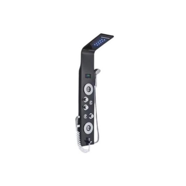 Pannello Doccia A Led Con Display Della Temperatura, 6 Modalità Di Getto A Pioggia E Massaggio, Doccetta Ad Alta Pressione, Esperienza Termale Nero-L-8006-image