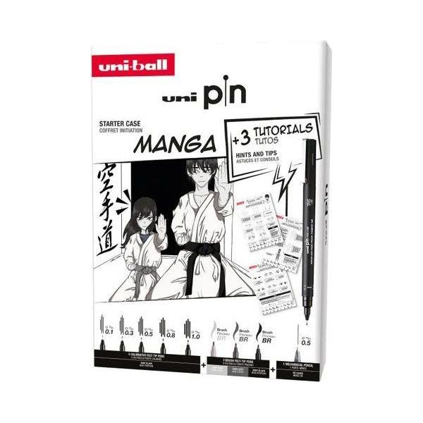 Uni-Ball Pin 8P Set N.1 Uni-Ball Manga Starter Set Uni Pin, Scatola Da 9-image