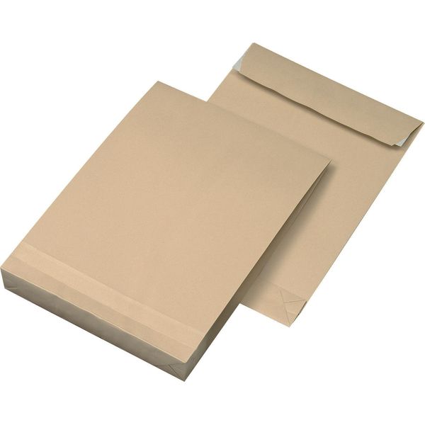 Mayer-Network 30007075 Tasche Pieghevoli - B4, Senza Finestra, Piega 40 Mm, Fondo A Blocco, Adesivo Sensibile Alla Pressione, 140 G/M², Marrone, 100 Pezzi-image