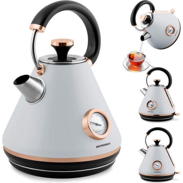 Bollitore Elettrico Con Termometro, 1,7 L, Grigio, BD-701-image