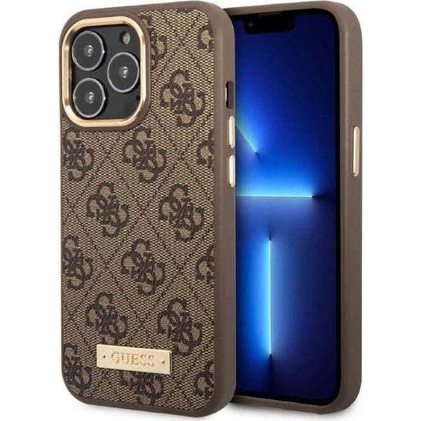 Guess Guhmp13Lu4Gprw Iphone 13 Pro /13 6,1 BrąZowy/Brown Custodia Rigida 4G Logo Plate Magsafe-image