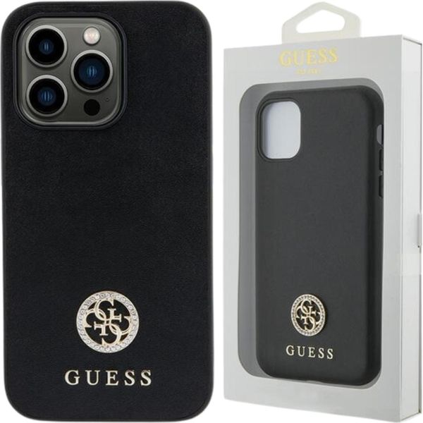 Guess Guhcn61Ps4Dgpk Custodia Rigida Per Iphone 11 / Xr 6.1 Czarny/Nero Logo Strass Metal-image