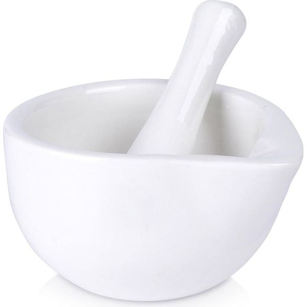 Mortaio In Porcellana Per Tritare Spezie, Erbe Aromatiche E Noci-image