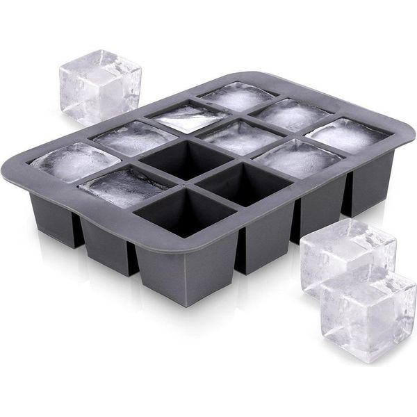Stampo Per Cubetti Di Ghiaccio In Silicone Grande Per 12 Cubetti Di Ghiaccio Quadrati-image