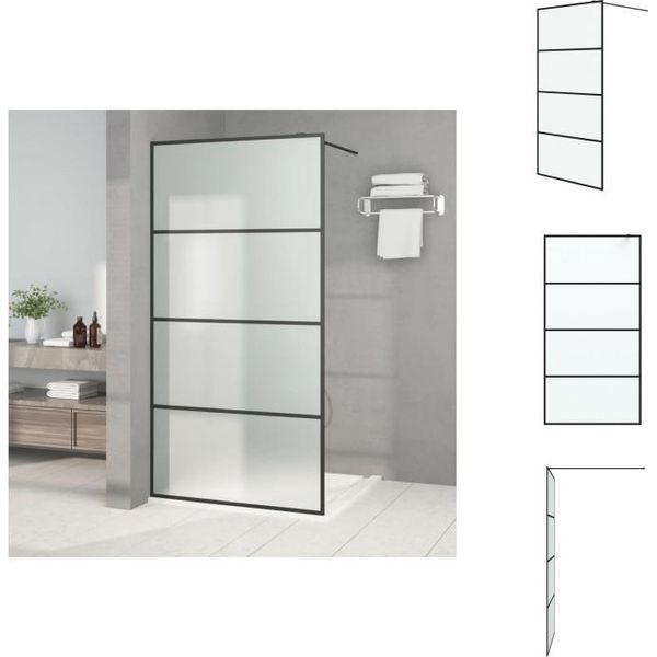 Vidaxl Schermo Doccia Per Cabina Doccia Nero 100X195 Cm Esg Satinato - Schermi Doccia-image