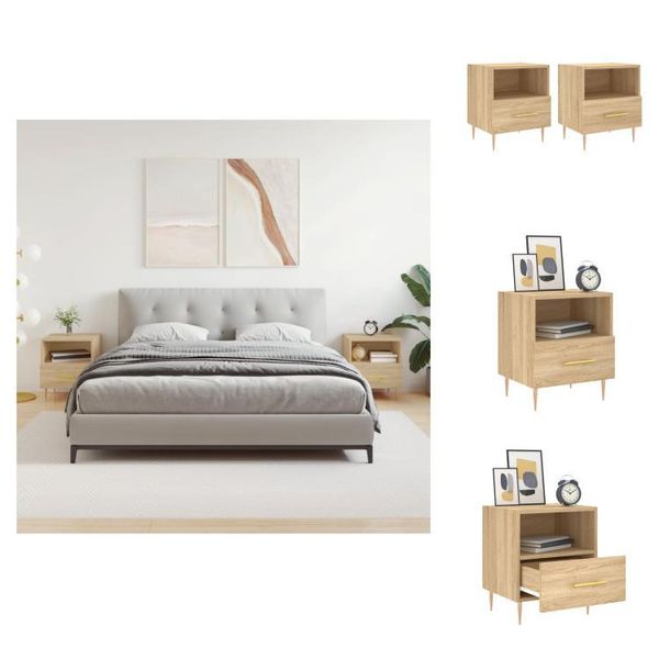 Vidaxl Comodini 2 Pezzi Rovere Sonoma 40X35X47,5 Cm Materiale A Base Di Legno - Comodini-image