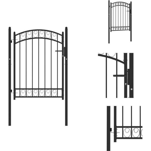 Vidaxl Cancello Di Recinzione Ad Arco In Acciaio 100X125 Cm Nero - Cancelli Per Giardino-image