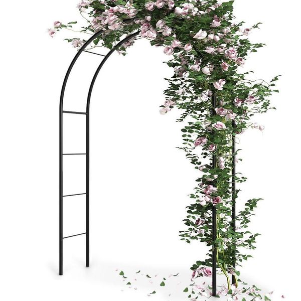 Pergolato Da Giardino Ad Arco Per Piante Rampicanti In Metallo Verde Scuro-image