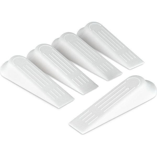 Alpina, Set Di Fermaporta 5 Pezzi In Plastica Antiscivolo Cuneo Per Porta Facile Da Inserire, Bianco-image