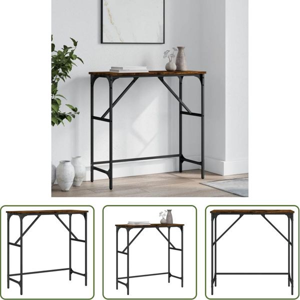 The Living Store Tavolo Consolle In Rovere Fumé 75X32X75 Cm Materiale In Legno-image