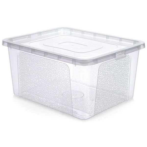 Scatola Portaoggetti Con Coperchio, In Plastica Resistente E Trasparente-image
