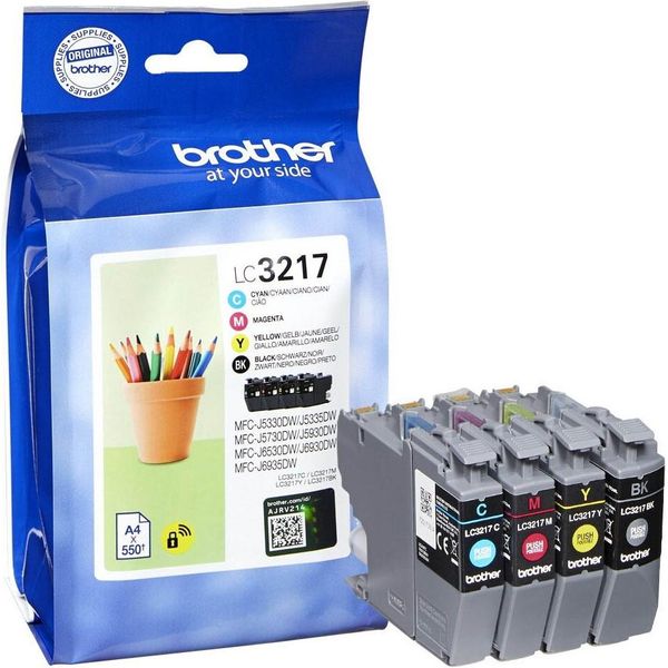 Brother LC3217 Value Pack - Confezione Da 4 - Nero, Giallo, Ciano, Magenta - Originale - Cartuccia D'inchiostro - Per Brother MFC-J5330,-image
