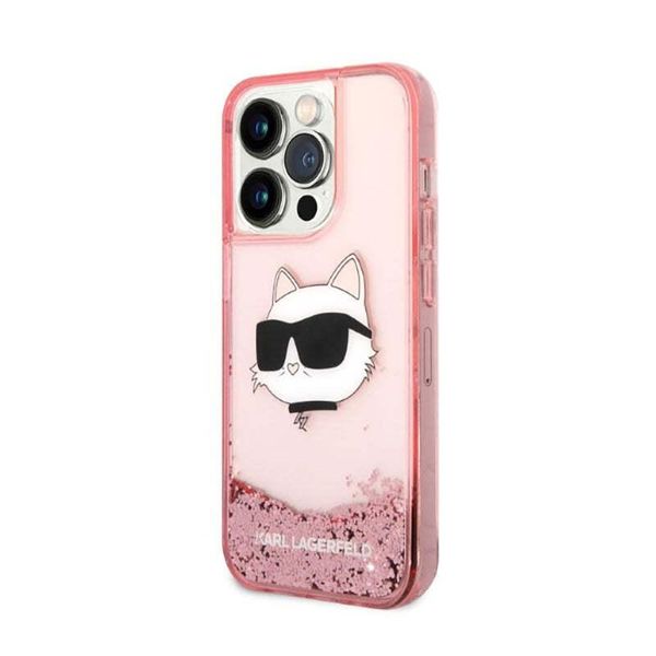 Karl Lagerfeld Klhcp14Llnchcp Custodia Rigida Iphone 14 Pro 6.1 Rosa/Rosa Glitter Choupette Head-image