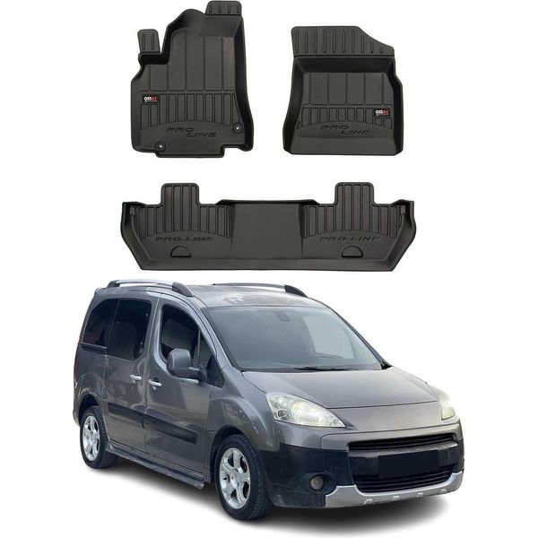 2008-2018 Peugeot Partner Tepee Tappetini Tpe Nero 3 Pz-image