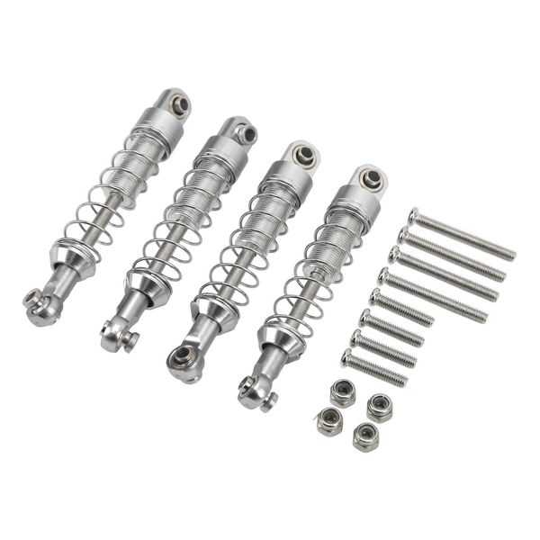 2 Coppie Di Ammortizzatori In Alluminio Da 60 Mm, Per Auto Rc Wpl C14/C24/MN/D90/99S, Argento, Ricambi Tuning-image