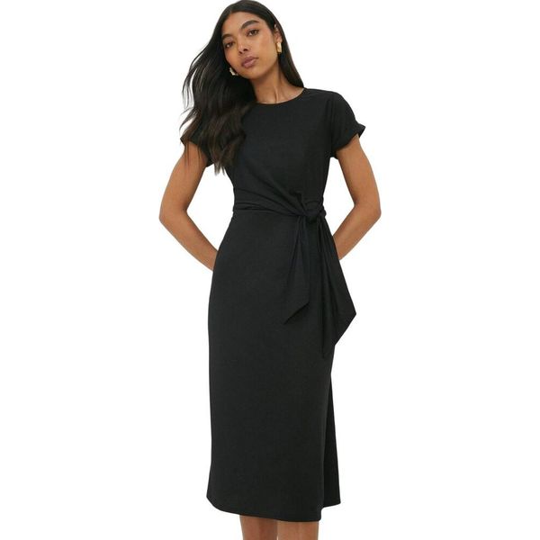 Dorothy Perkins - Vestito Midi Con Fiocco Per Donna A Maniche Corte DP3123 (42 De) (Nero)-image