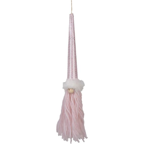 Clayre & Eef Ciondolo Decorativo Gnomo 48 Cm Rosa Sintetico-image