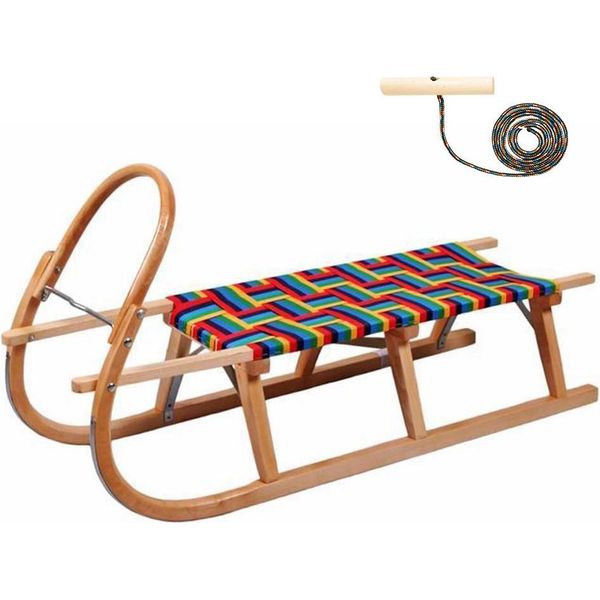 Slitta Classica In Legno Con Corda Bayo-image