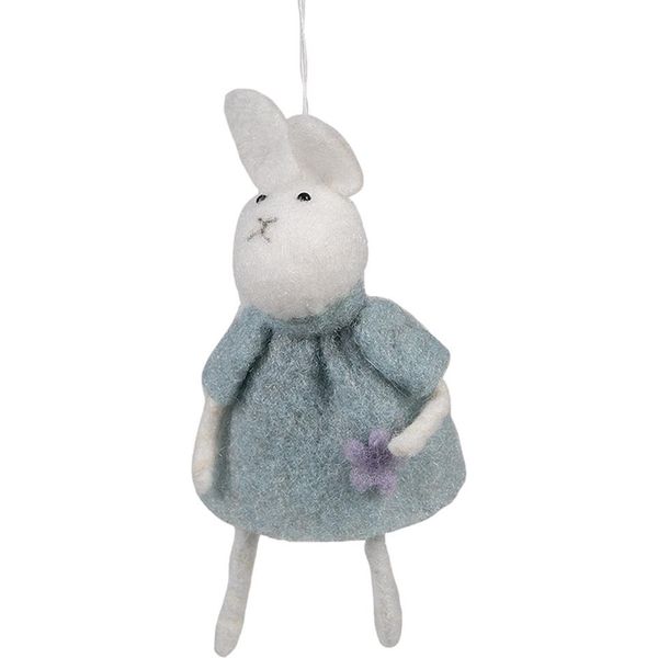 Clayre & Eef Ciondolo Pasquale Coniglio 13 Cm Blu Sintetico-image