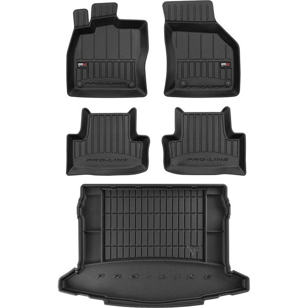 Set Di Tappetini E Fodere Per Bagagliaio Omac Per Skoda Karoq 2017-2025 In Gomma Nera 5X-image