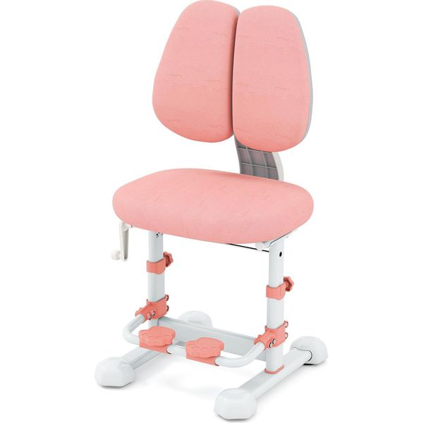 Sedia Da Scrivania Costway, Regolabile In Altezza Da 43 A 55 Cm, Sedia Da Scrivania Per Bambini Con Doppio Schienale, Poggiapiedi E Profondità Di Seduta Per Bambini Dai 3 Anni In Su, Rosa-image