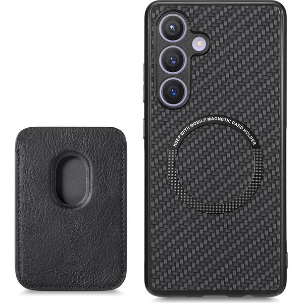 Inf Custodia Magnetica Retro SD67 Per Samsung S24, Tpu+Pu, Nera, Con Portacarte-image