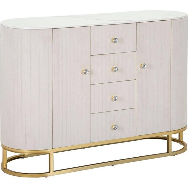 Dmora Credenza Lodovico 40X120X85H Cm Bianco, 4 Cassetti 4 Vani-image
