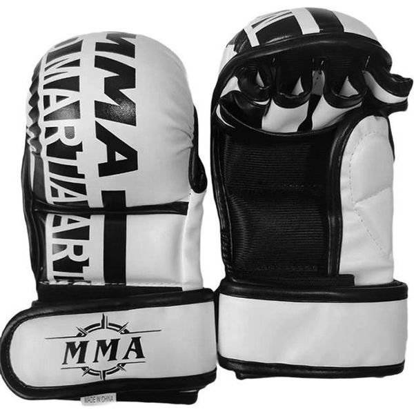 Inf Guanti Da Boxe Mezze Dita - Mma, Sparring, Sacco Da Boxe, Kickboxing Bianco L-image