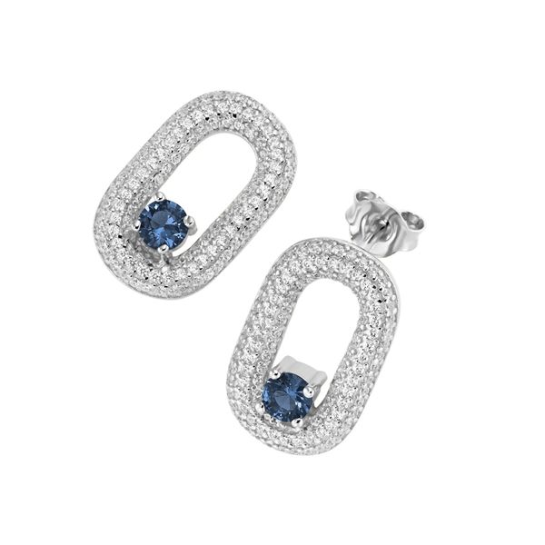 Paar Ohrstecker "Mit Zirkonia Und Kristallsteinen, Silber 925", Blau, Giorgio Martello Milano, Ohrringe, Damen, Silber 925 (Sterlingsilber)-image