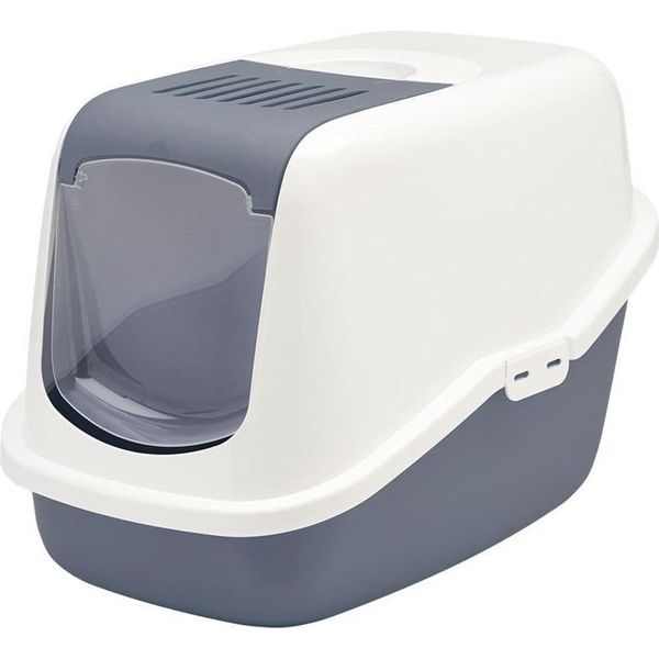 Lettiera Per Gatti Savic "Nestor"" In Pietra Limitata Blu-Bianco 56 X 39 X 38,5 Cm"-image