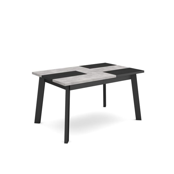 Tavolo Da Pranzo, 140X90X75Cm, Per 6 Persone, Gambe In Legno, Cemento-image