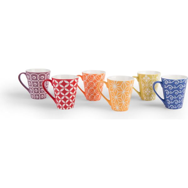 Set Di 6 Tazze Excelsa In Porcellana Etnika 27,5 Cl Colorate-image