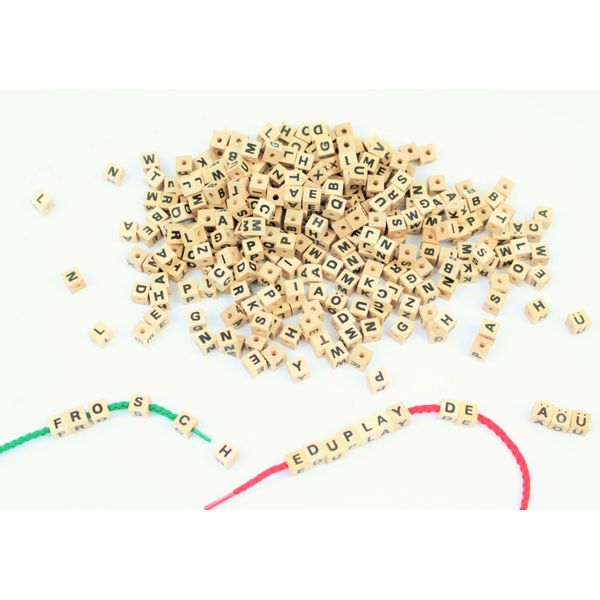 Eduplay 200-075 Cubetti Di Legno Per Lettere, 7,5 X 7,5 X 7,5 Mm, Naturale (Confezione Da 300)-image