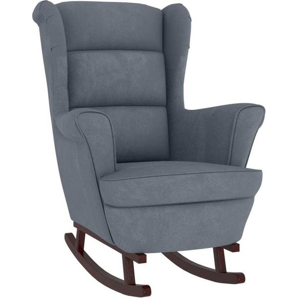 Syfax™ Sedia A Dondolo Con Schienale Alto In Velluto Grigio Scuro-image