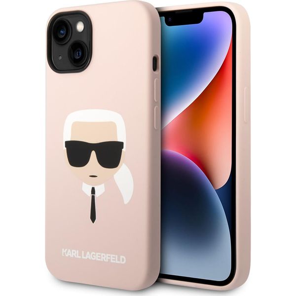 Karl Lagerfeld Klhcp14Mslkhlp Custodia Rigida Per Iphone 14 Plus / 15 Plus 6.7 Rosa/Silicone Rosa Testa Di Karl-image