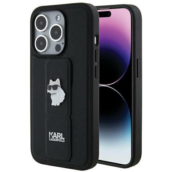 Karl Lagerfeld Klhcp14Lgsachpk Iphone 14 Pro 6.1 Czarny/Black Hardcase Gripstand Saffiano Choupette Pins-image