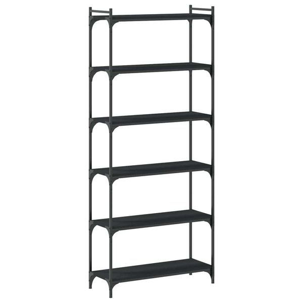 Syfax™ Libreria A 6 Ripiani Nera 80X30X188 Cm In Legno Multistrato-image