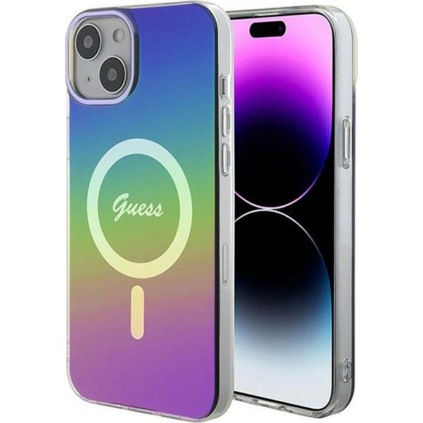 Guess Guhmp15Mhitsk Custodia Rigida Per Iphone 15 Plus / 14 Plus 6.7 Multicolore/Arcobaleno Iml Iridescente Magsafe-image