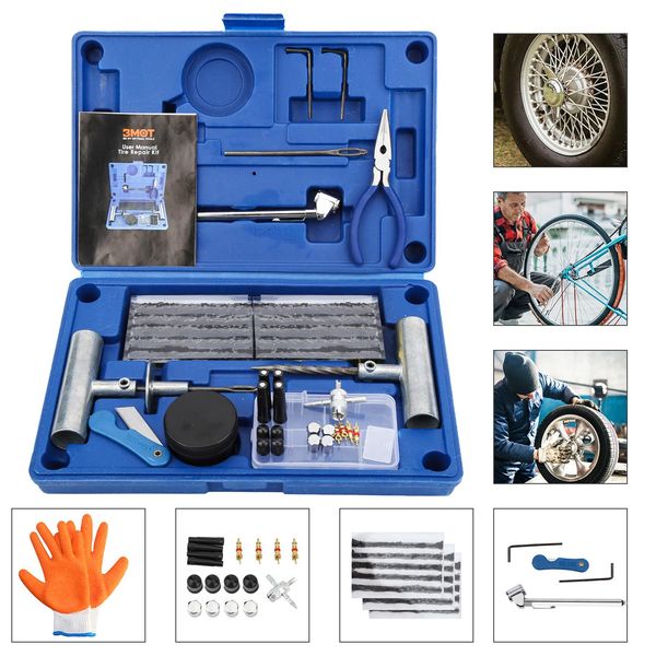 Clanmacy 73 Pezzi Riparazione Pneumatici Auto, Kit Di Riparazione Per Pneumatici Auto, Kit Di Riparazione Pneumatici Auto Kit Di Riparazione Foratura Per Camion-image