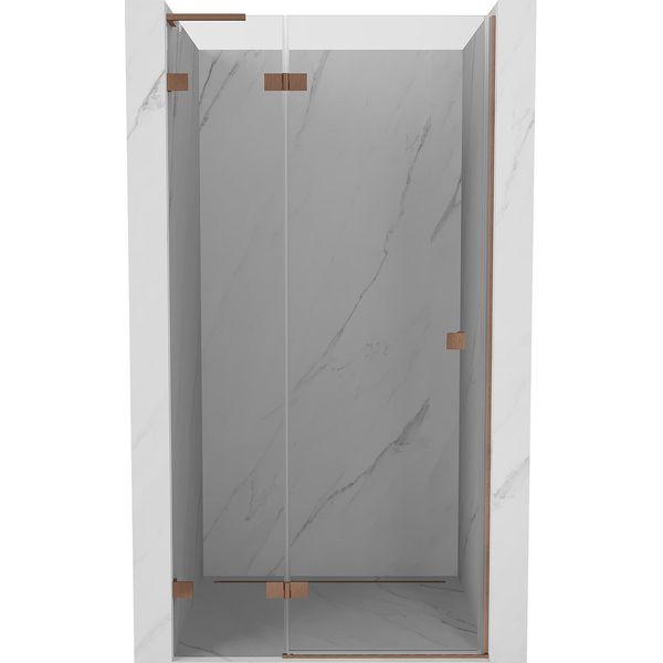 Mexen Lunar L Porta Doccia Battente Sinistra 70 Cm, Trasparente, Rame Spazzolato - 834L-070-000-65-00-L-image