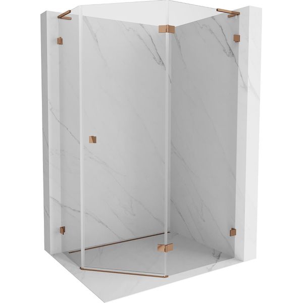 Mexen Lunar L Cabina Doccia Pentagonale A Battente Destra 100 X 80 Cm, Trasparente, Oro Rosa - 831L-100P-080L-60-00-P-image