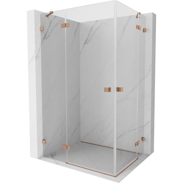 Mexen Lunar Duo Cabina Doccia A Battente Sinistra 100 X 85 Cm, Trasparente, Rame Spazzolato - 834-100L-085P-65-00-image