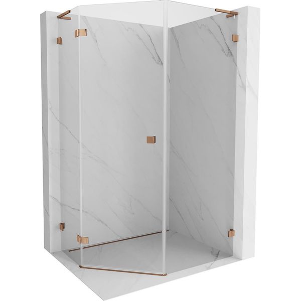 Mexen Lunar L Cabina Doccia Pentagonale A Battente Sinistra 90 X 100 Cm, Trasparente, Oro Rosa - 831L-090L-100P-60-00-L-image