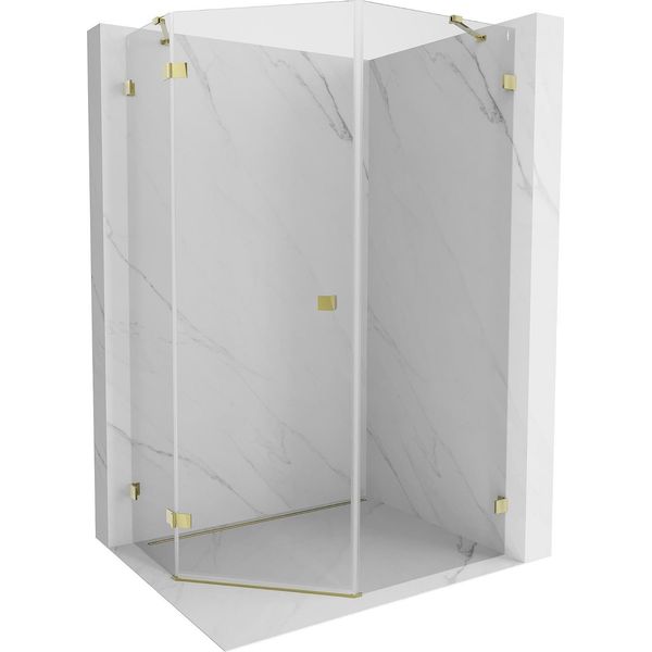 Mexen Lunar Cabina Doccia Pentagonale Battente Sinistra 90 X 100 Cm, Trasparente, Oro - 831-090L-100P-50-00-L-image